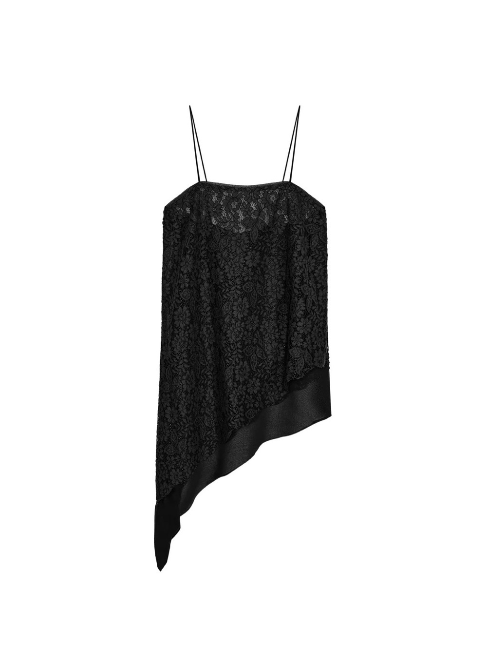 Zara Black Lace Asymmetric Cami Top